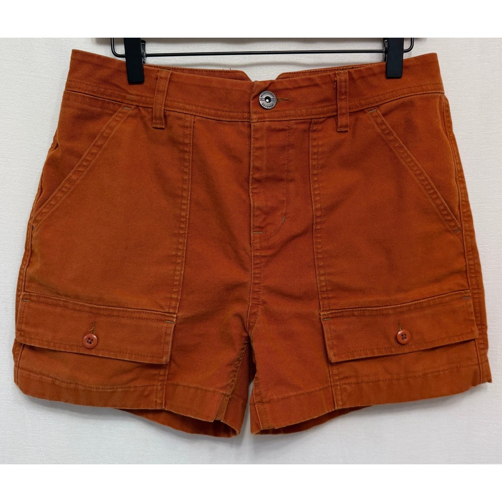 REI Women's Cargo Shorts Burnt Orange Canvas Stretch Hiking Utility Gorpcore 6